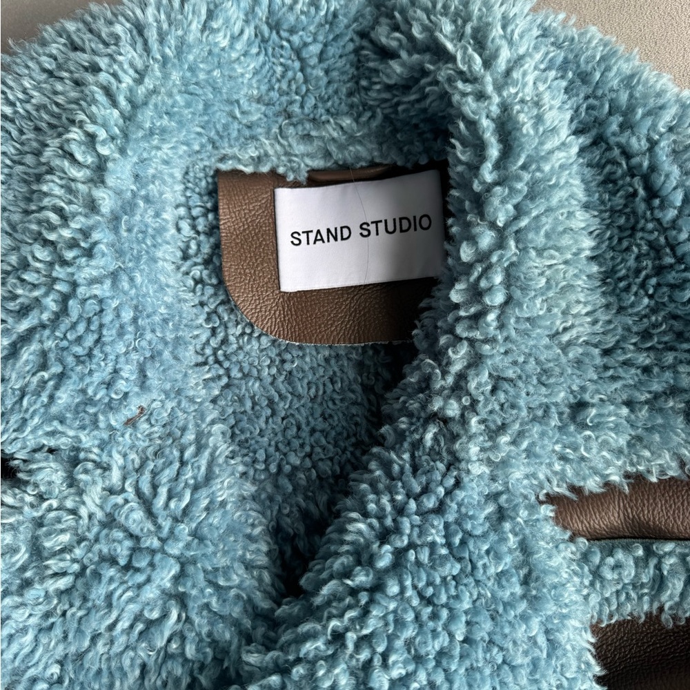 Stand Studio, brown jacket with blue faux shearling - Picture 3 of 3